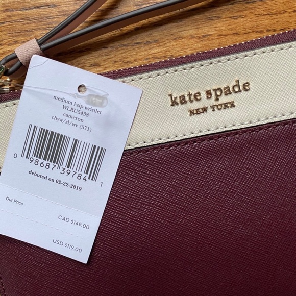 KATE SPADE Cameron Medium L-Zip Maroon Wallet - Picture 3 of 7